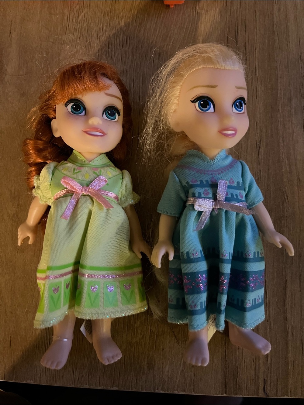 Disney-Inspired Kids Princess Doll Duo in Green and Blue Dresses